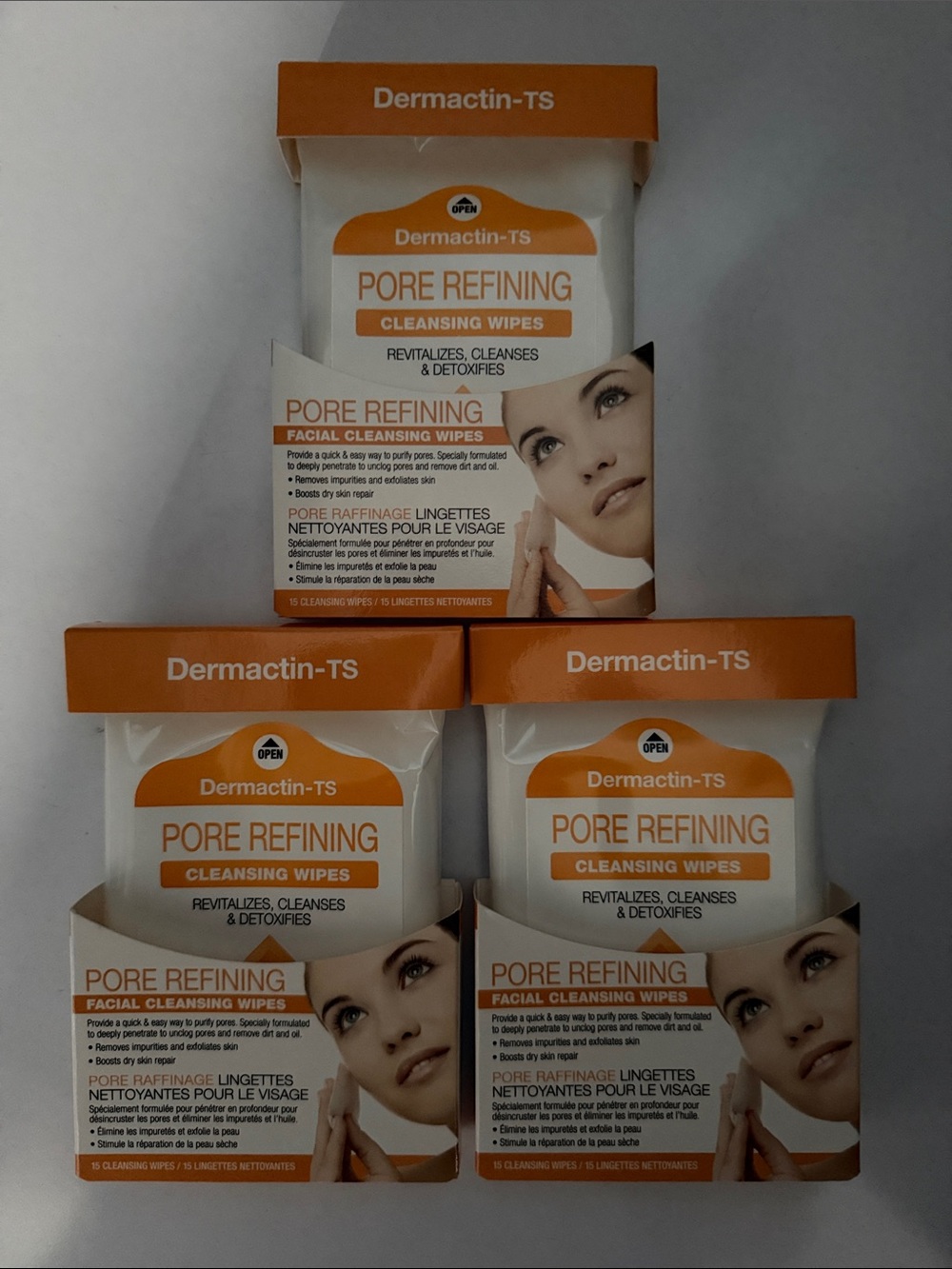 NIB Dermactin-TS Pore Refining Cleansing Wipes - Set of 3